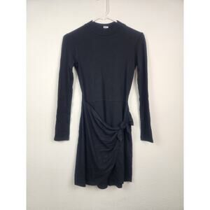 L*Space Corinne Dress Black Long Sleeve Size Small Ribbed Bow Accent NWT
